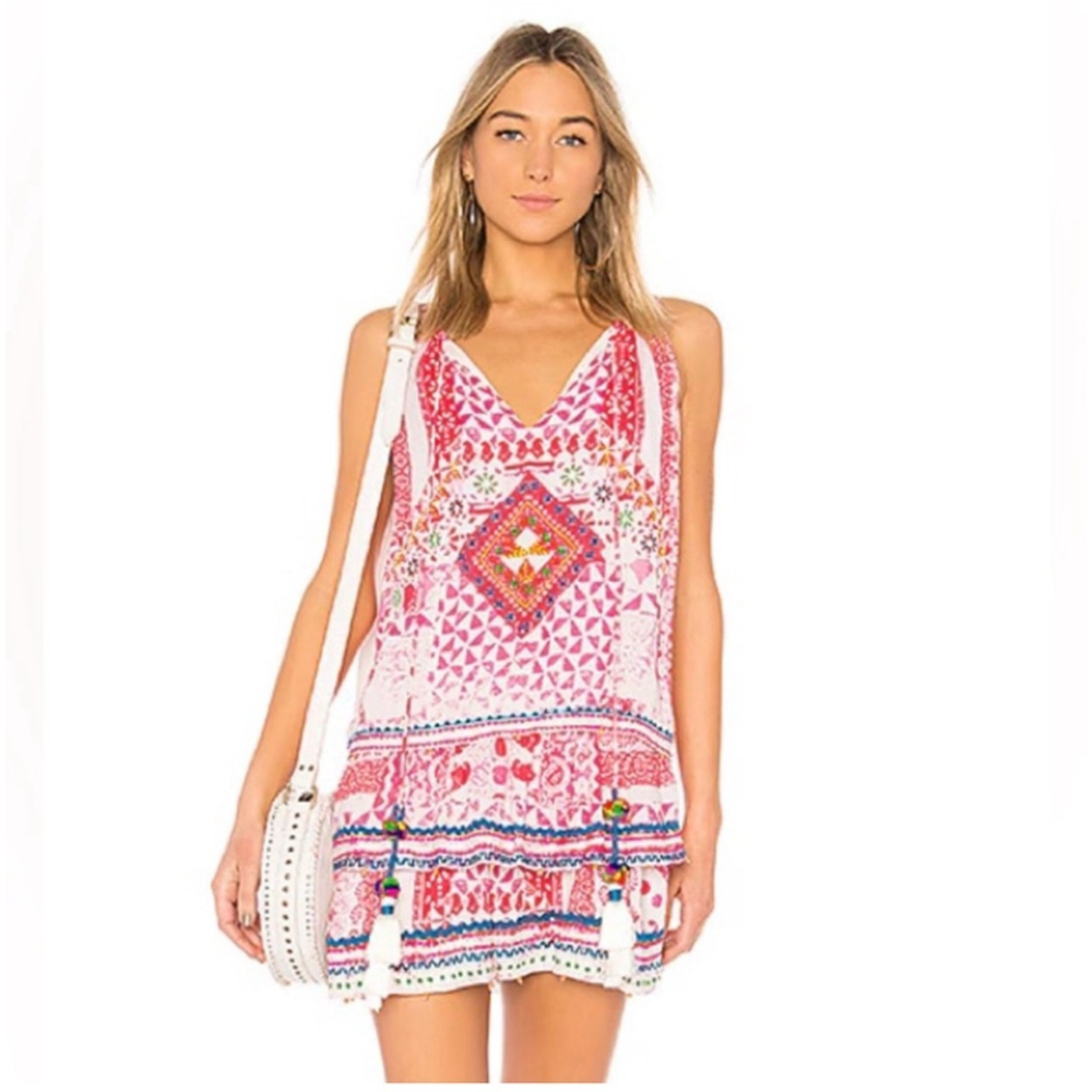 HEMANT & NANDITA Pink and White Mini Dress